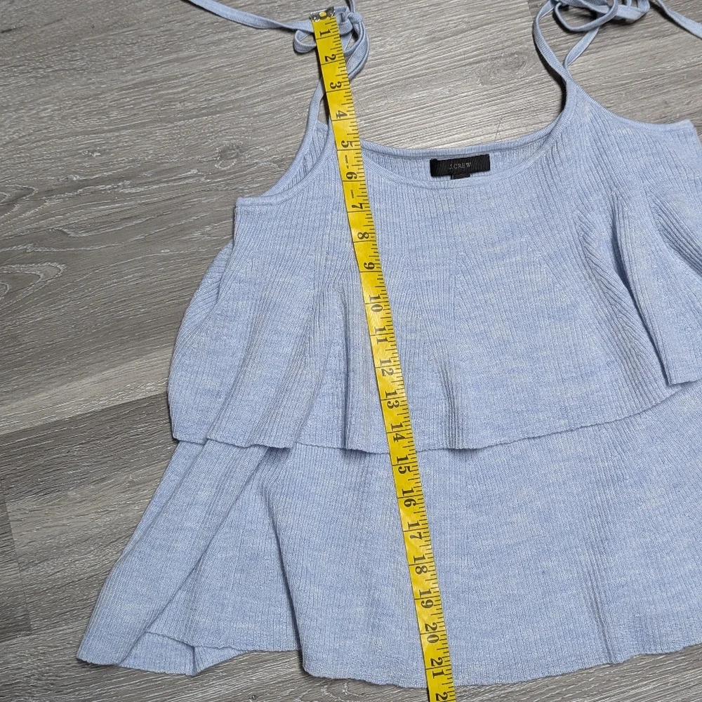 NWT J.Crew Merino Wool Knit Tank Top Size M Tiered Tie Straps Babydoll - Picture 8 of 8
